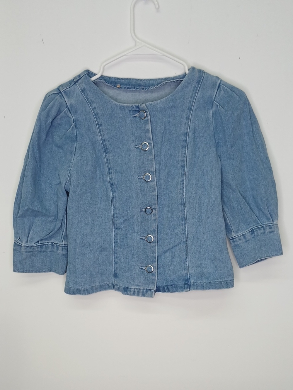 Denim Buttonn Down Puffy Arm Shacket